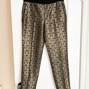 Zara Woman Brocade Pants XS 0 2 Gold Black Blue Grey